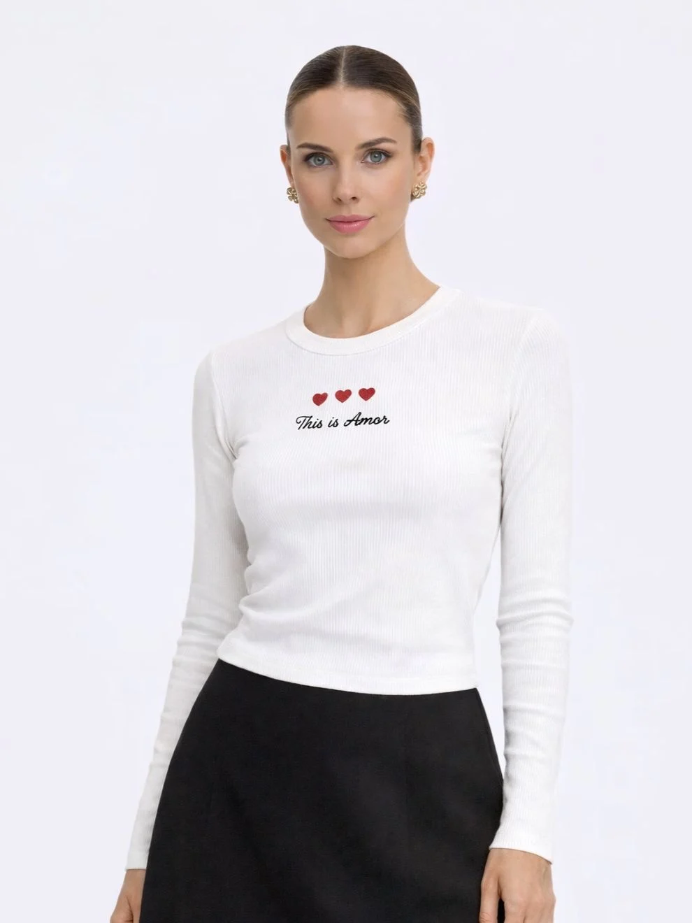 Camiseta manga larga bordada "THIS IS AMOR" (Micromorley)