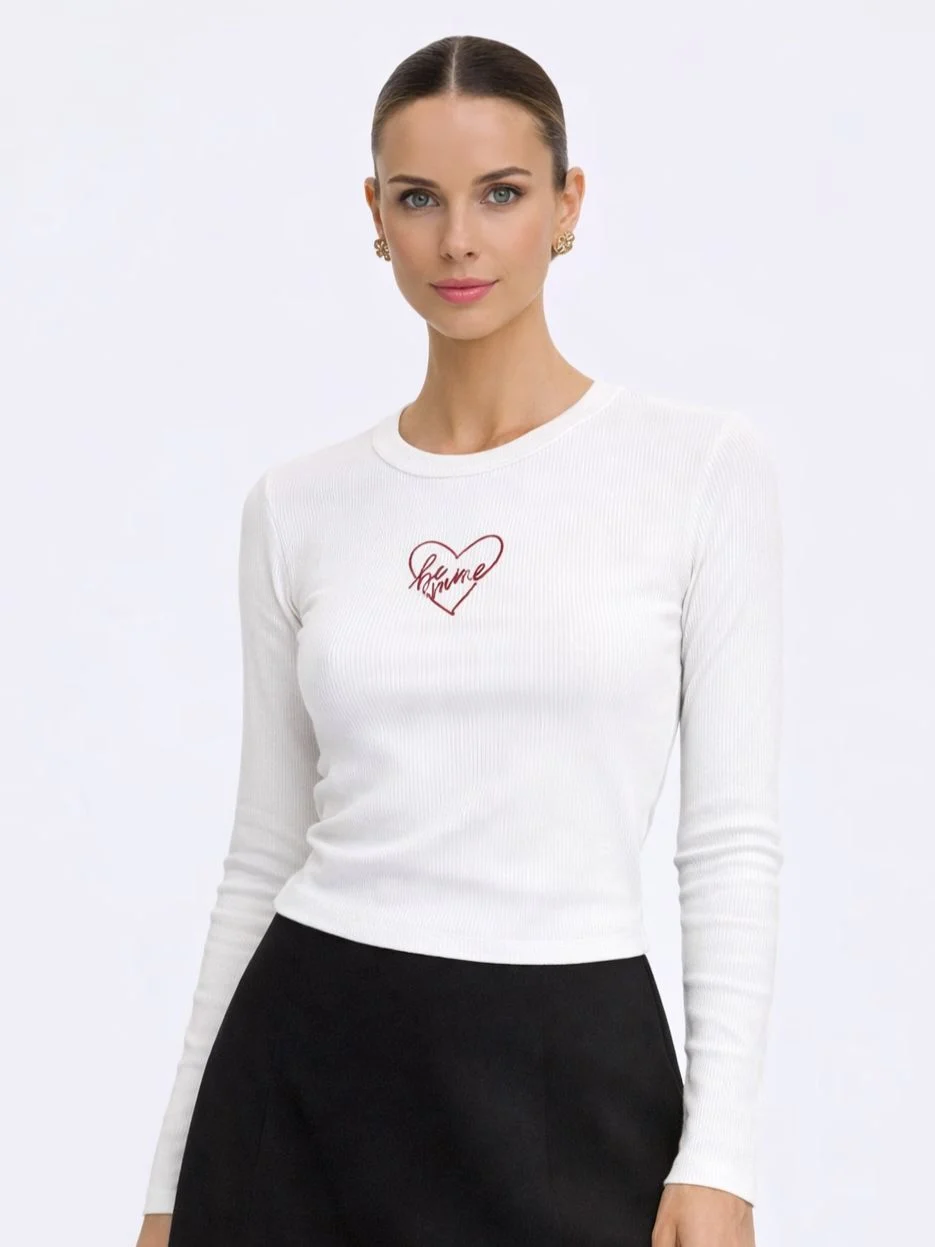 Camiseta manga larga bordada "BE MINE" (Micromorley)