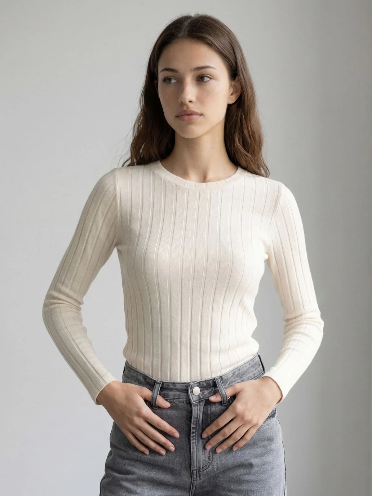 Camiseta manga larga basica (Supersoft Rib Melange)