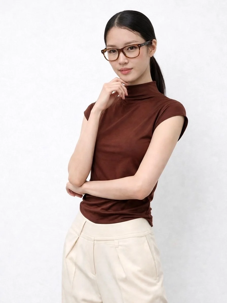 Remera "URSULA" cuello alto (Microfibra)