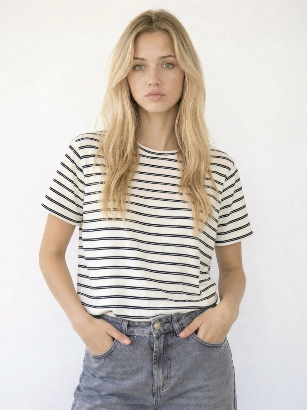 Remera "SELENA" basica holgada (Morley RAYADO)