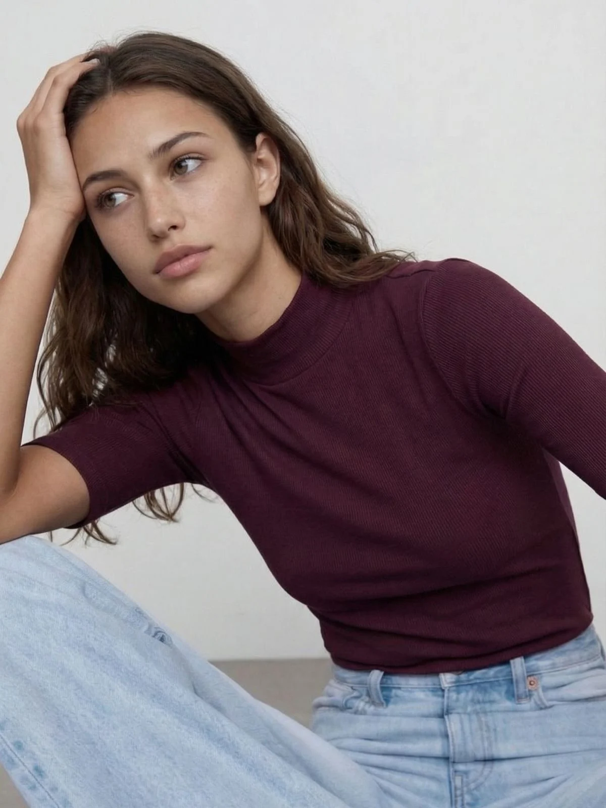 Remera “MARTINA” cuello polera/mangas al codo (Morley Premium)