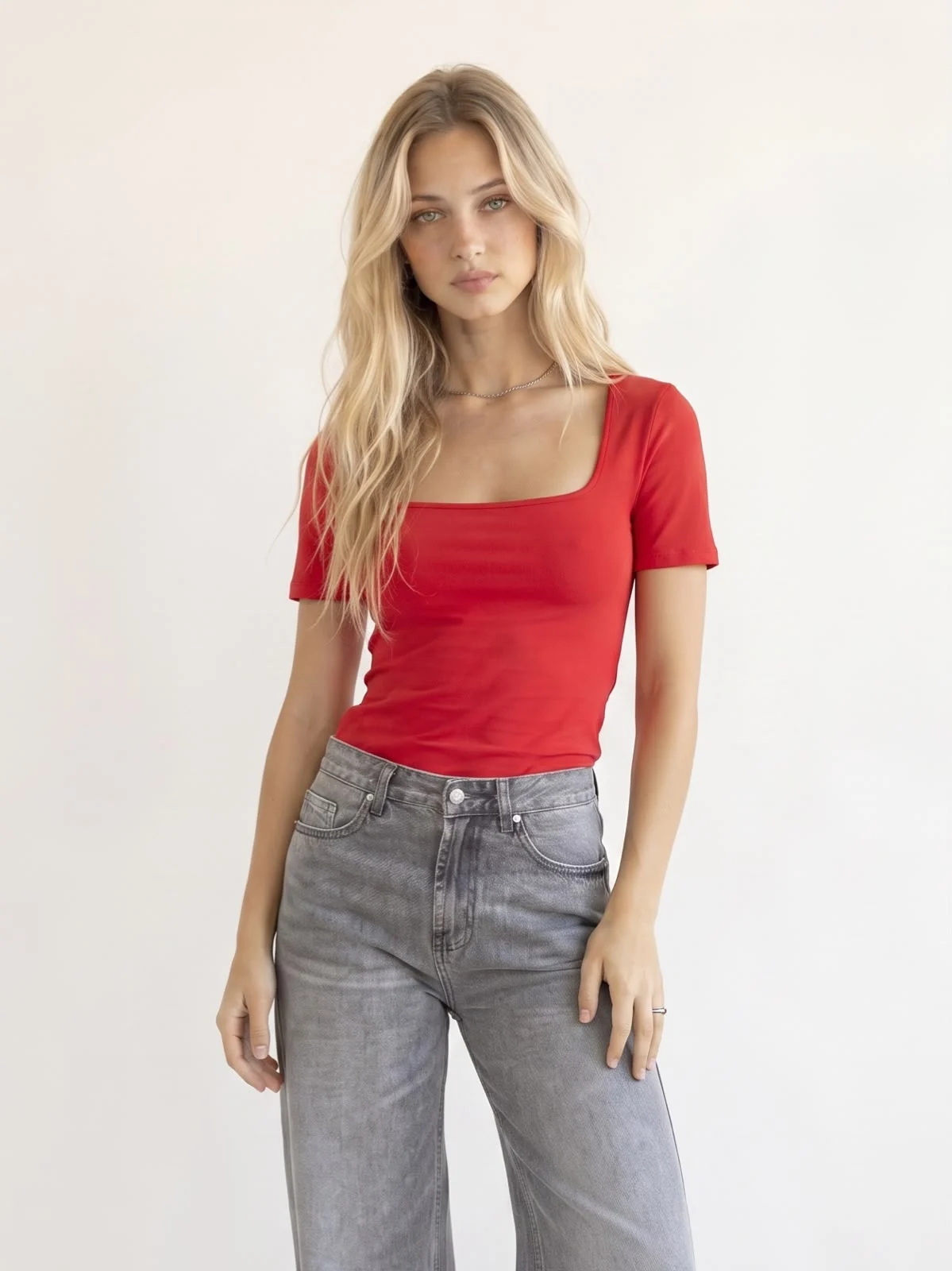 Remera cuello CUADRADO (Algodon lycra) (1)
