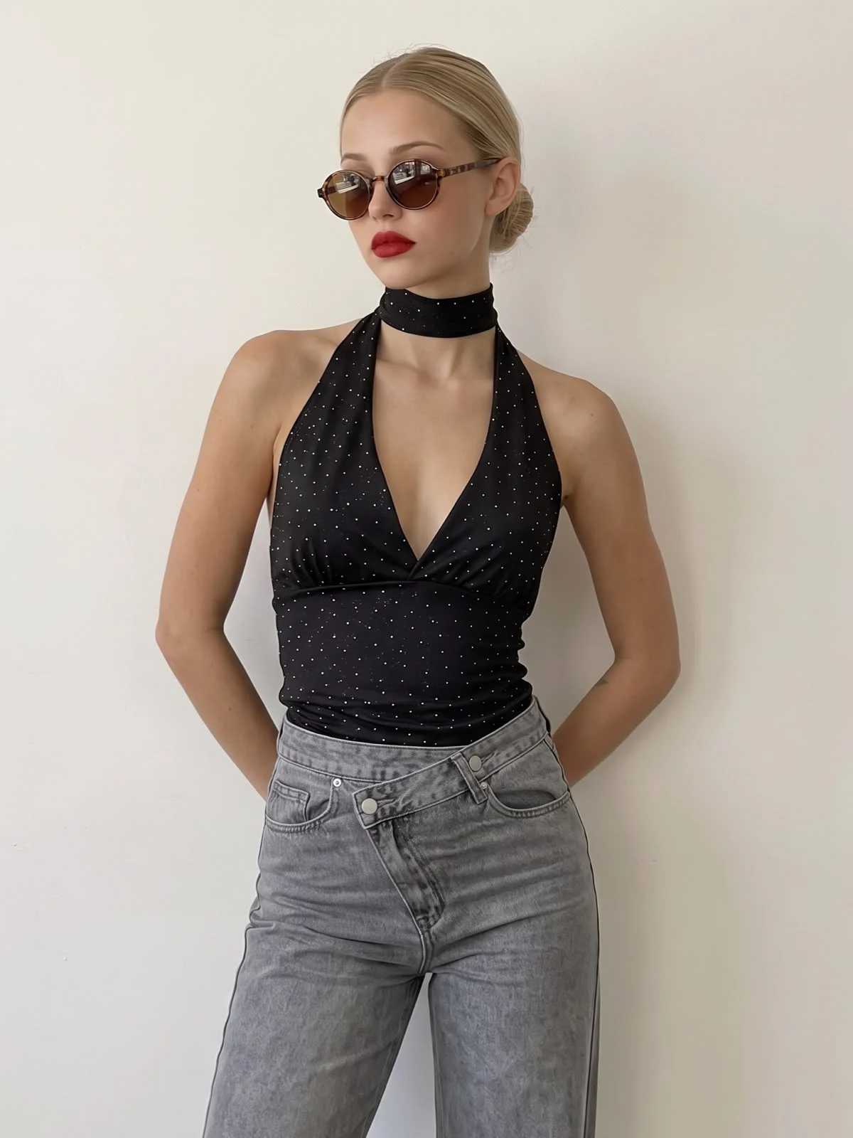 Musculosa MARILYN PARA ATAR (Microfibra Strass Glitter)