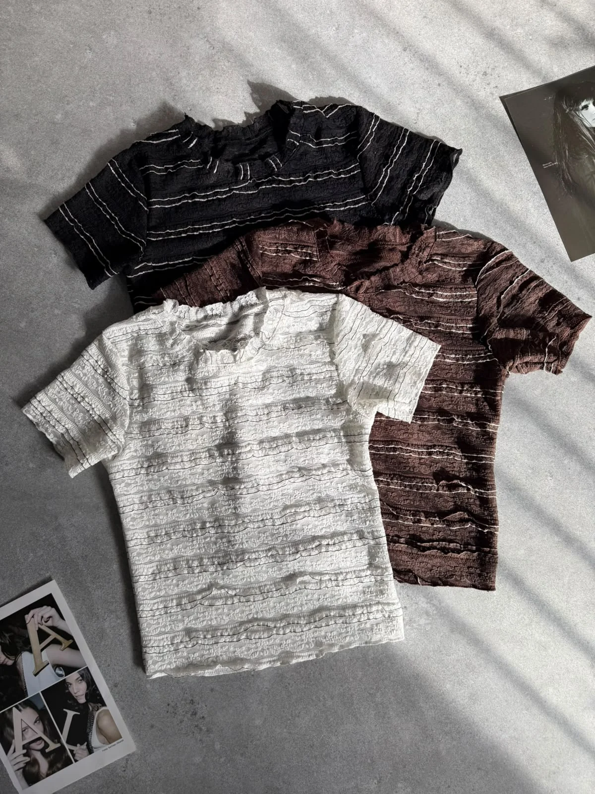 Remera basica "PENELOPE" (Encaje volados combi)
